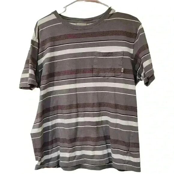 Vans Men's Gray/White/Purple & Brown Color Striped Cotton T-Shirt - Picture 1 of 11